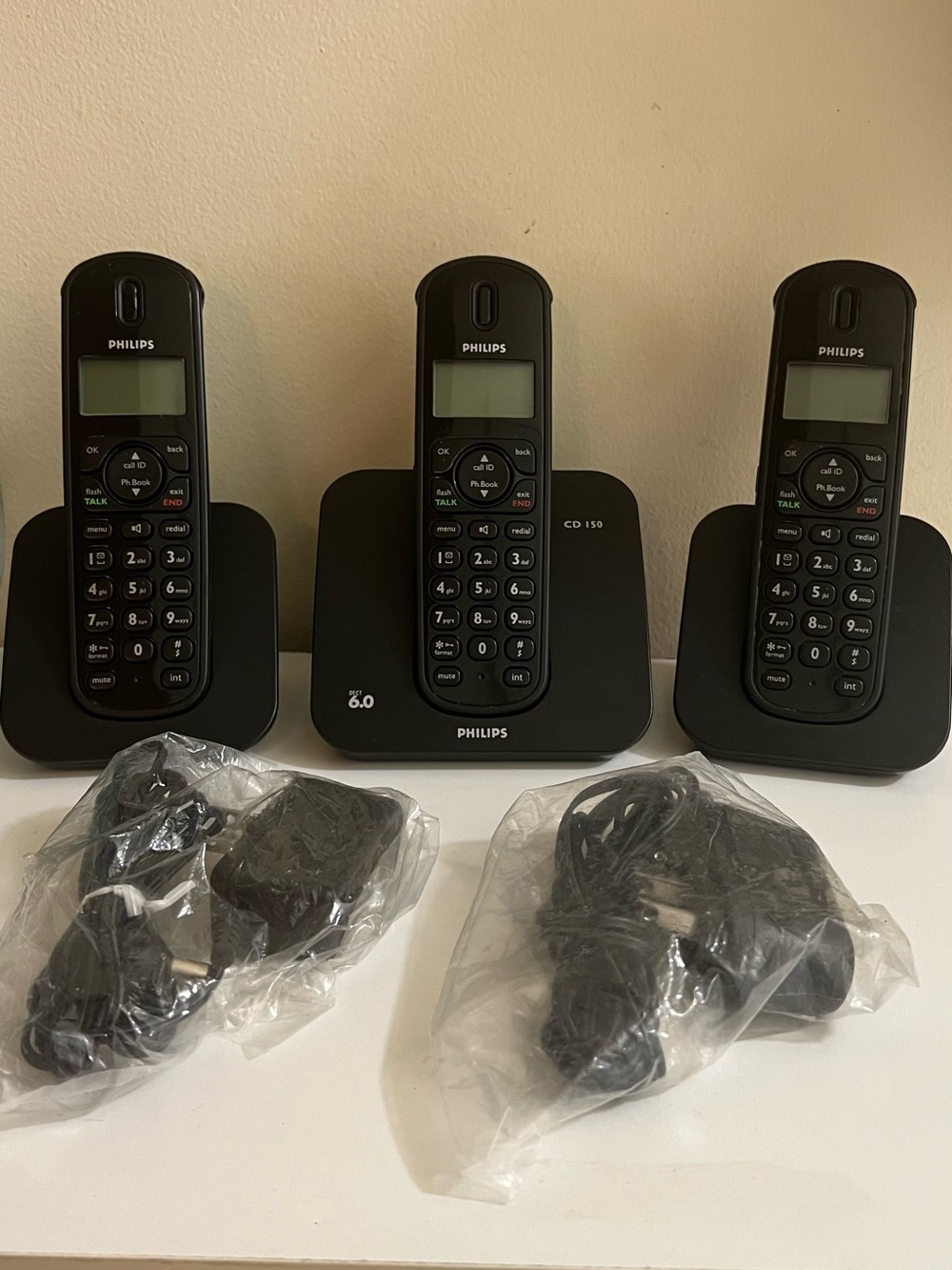 Philips Black 3-Handset Cordless Phone System with Bases